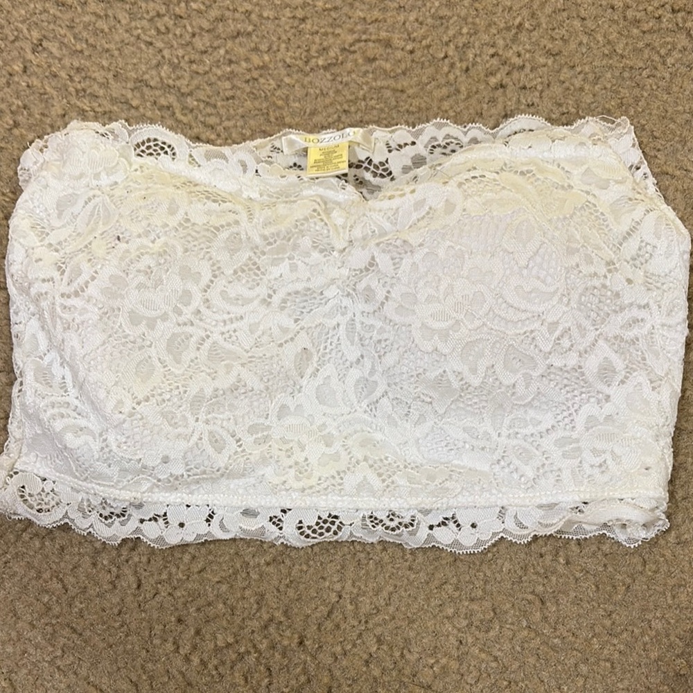 Lace Bandeau Bralette - White